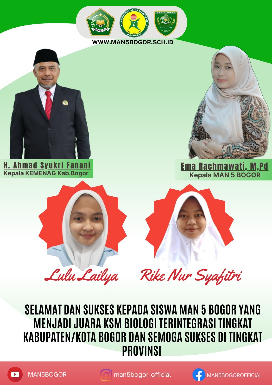 PESERTA KSM MA TINGKAT KAB./KOTA WILAYAH PARUNGPANJANG, TENJO, RUMPIN DAN GUNUNG SINDUR